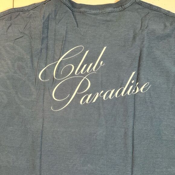 NWT Club Paradise Unisex Blue Resort Tee Raw Hems Classic Graphic Tee Shirt - XL - Picture 11 of 13